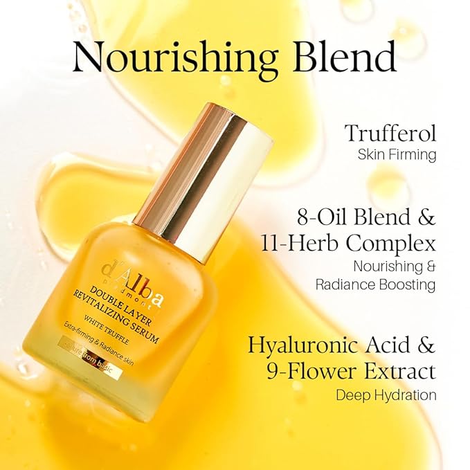 d'alba Piedmont White Truffle Double Layer Revitalizing Serum, 100hr Hydration, Hyaluronic Acid and Centella Asiatica, Skin Firming, Tightening, Long-lasting Korean Skin Care (1.69 fl.oz)