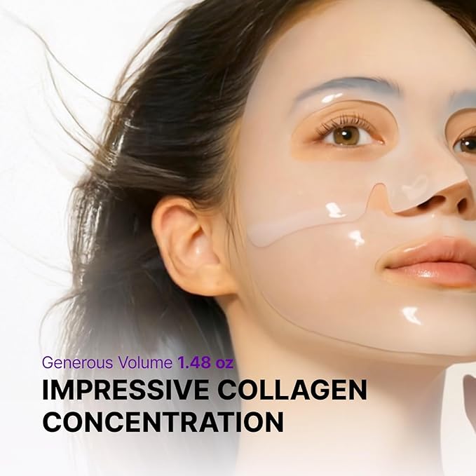 Super Glow Deep Collagen Hydrogel Mask 1.48 oz × 8 Sheets, 5,000,000ppb Hydrolyzed Collagen, Elasticity, Wrinkle Care & Radiance, Overnight K-Beauty Mask (8 Count (Pack of 1)) Sold by Pharmeus