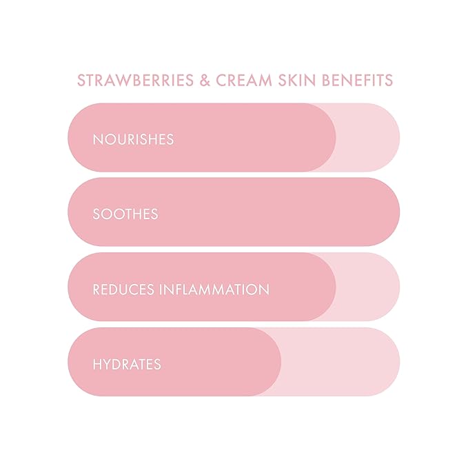 ESW Beauty Strawberries & Cream Sheet Mask - Raw Juice Hydrating Face Mask - Calming with Coconut, Vanilla Bean, Almond Milk & Strawberry for Sensitive Skin - Reduces Redness & Nourishes