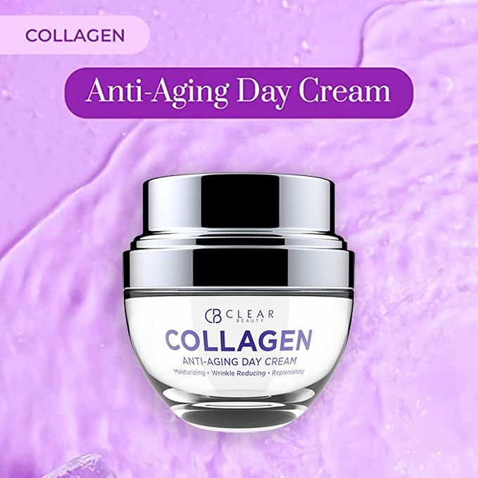 Clear Beauty Collagen Face Moisturizer - Hydrating, Firming Anti Aging Day Cream For Dry Skin - Strengthens Skin Barrier And Smooths Fine Lines - Dermatologist Tested, Korean Skin Care Vegan - 1.69 Oz