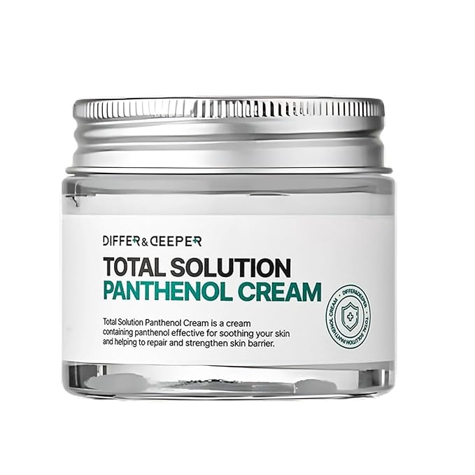 Differ & Deeper Total Solution Panthenol Cream – Soothing Moisturizer for Sensitive or Damaged Skin, Daily Barrier Care, Lightweight Hydrating Cream, Korean Skincare 2.47oz