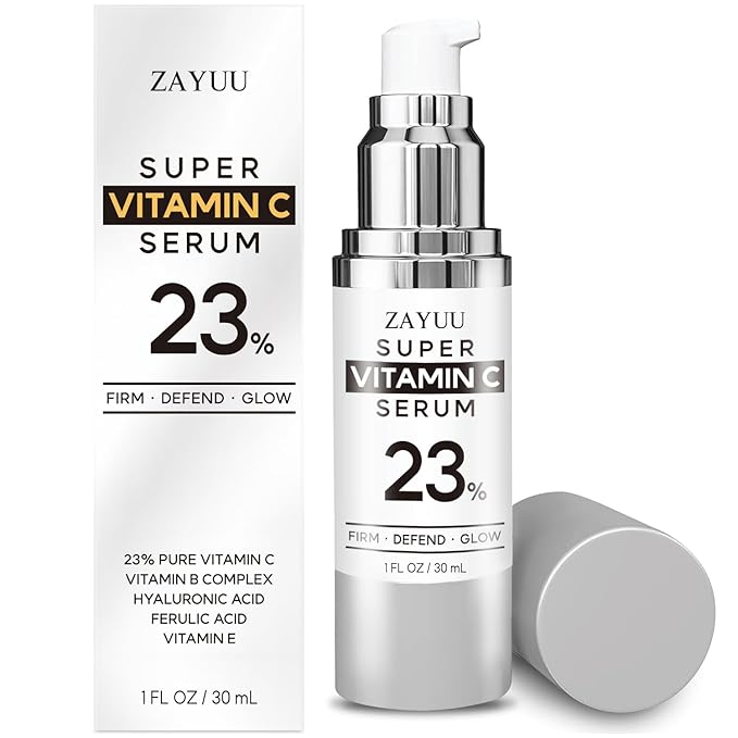 Super Korean Vitamin C Face Serum: 23% Pure Vitamin C + Hyaluronic Acid, Vitamin E & Ferulic Acid – Anti-Aging Serum for Wrinkles, Dark Spots & Mature Skin – Korean Skincare