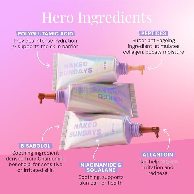 Naked Sundays BeautyScreen™ SPF 50 Peptide Foundation Tint – Tinted Sunscreen & Skincare Makeup with Zinc Oxide, Niacinamide – Lightweight Natural Coverage, 9.6. Rich Neutral, 1.01 oz
