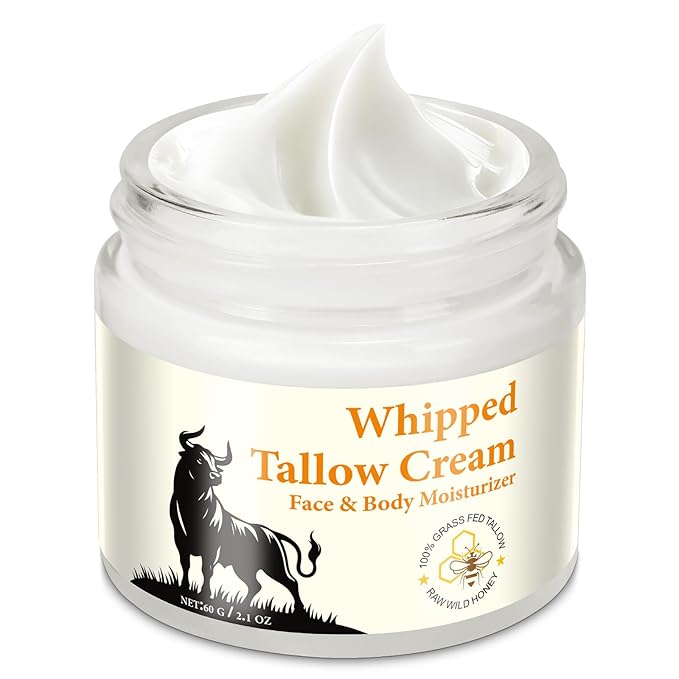 Acorn + Oak Organic Whipped Tallow Moisturizer 2.1oz – Grass Fed Beef Tallow For Skin, Face & Body, Unscented Skin Care for Women Girls