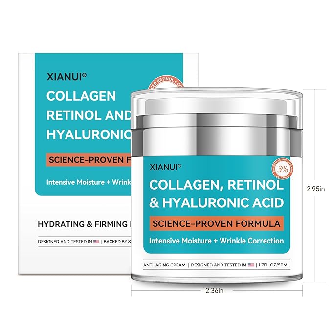 Retinol Face Cream with Collagen & Hyaluronic Acid - Anti Aging & Firming Face Moisturizer for Women & Men - Wrinkle Reduction Night & Day Cream, 1.7 Fl Oz