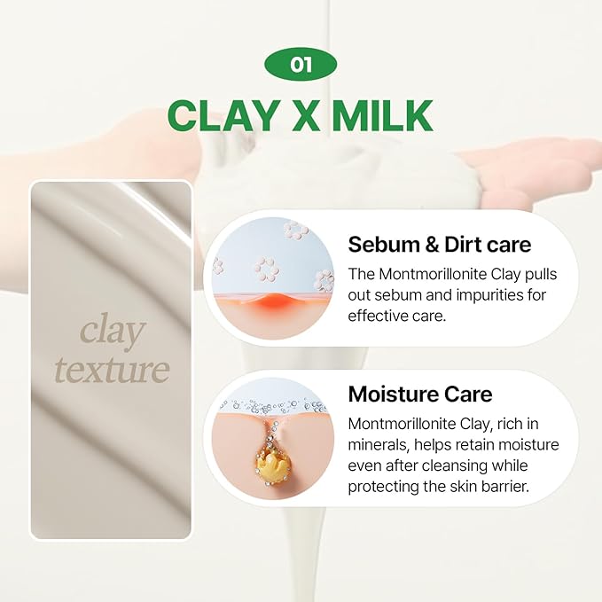 MAKE P:REM PDRN Pore Clay Cleansing Milk, Hydrating Gentle Face Wash for Sensitive Skin, Korean Face Wash, Milky Cleanser, 6.76 fl.oz. (200ml)