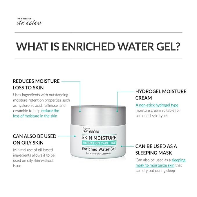 dr. eslee Enriched Water Gel 50ml | Hydrating Moisturizer for All Skin Types | Hydrogel Cream with Hyaluronic Acid & Ceramide | Moisture Retention & Sleeping Mask Function Korean Skin Care