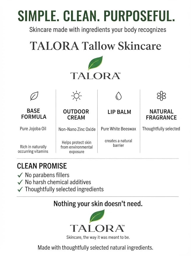 Tallow Balm: Unscented | 100% Grass-Fed & Finished Beef Tallow with Organic Jojoba Oil | Deep Moisture Balm | All-Natural Multipurpose Skincare for Dry & Sensitive Skin (4oz)