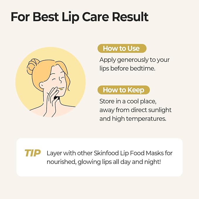 SKINFOOD Honey Sugar Lip Sleeping Mask, Lip Mask for Overnight, Korean Lip Care Product for Severely Chapped Lips, Stocking Stuffers, Hydrating Lip Butter for Dry Lips, Lip Balm (0.71 fl. oz.)