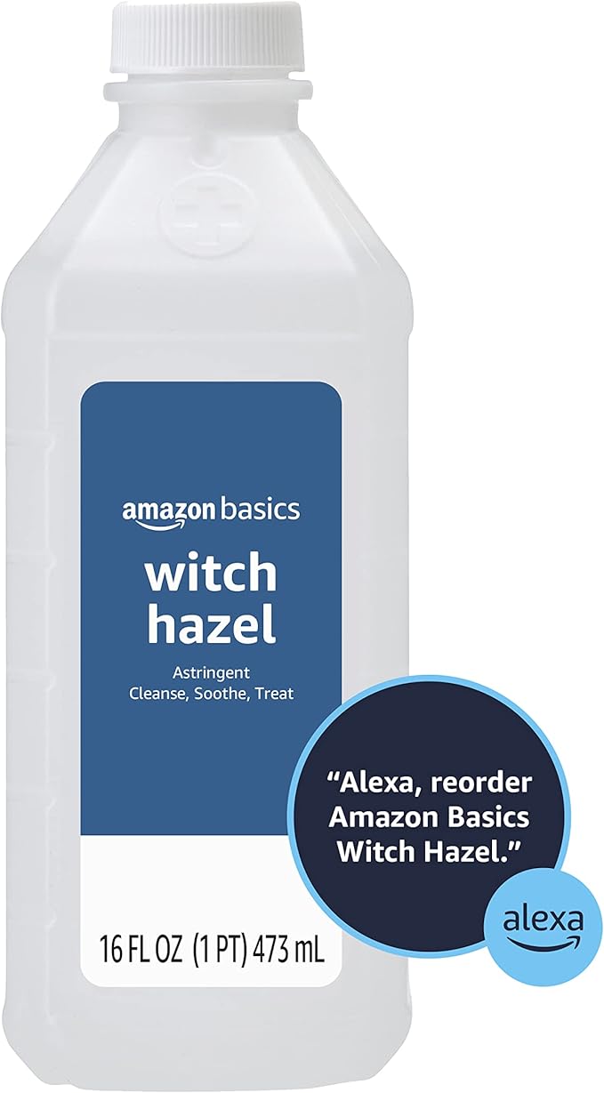 Amazon Basics Witch Hazel USP Astringent for Oily Skin, Relief from Irritation and Redness, Unscented, 16 Fluid Ounces (Previously Solimo)