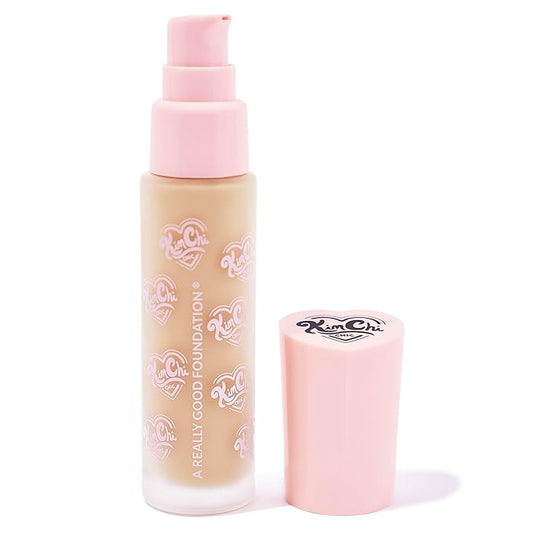 KimChiChic Beauty A Really Good Foundation | Medium to Full Coverage Makeup | Long-Lasting, Lightweight Formula | Vegan & Cruelty-Free, 1.0 fl. oz, 104L Fair + Warm Olive Undertones