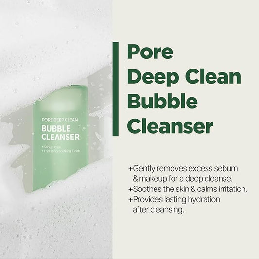 PONGDANG Pore Deep Clean Bubble Cleanser 5.11 fl.oz | Facial Foam for acne-prone skin | Zero Irritation | Sebum Control & Hydrating Wash | Korean Skin Care