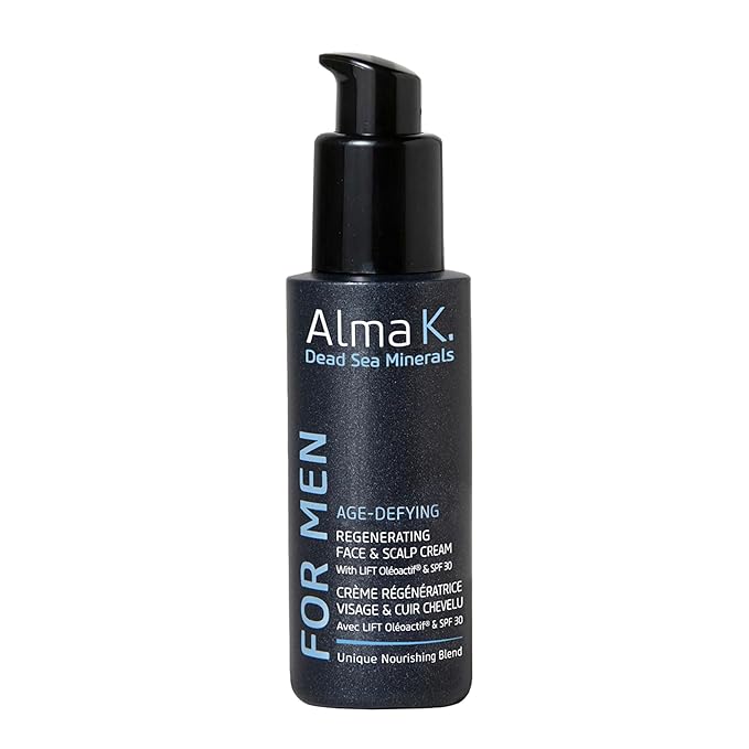 Alma K Age Defying Regenerating Face and Scalp Cream With SPF 30 - Daily Moisturizer for Men - 2 oz