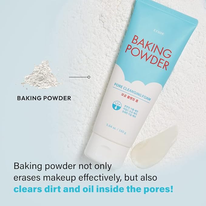 ETUDE Baking Powder Pore Cleansing Foam, Face Wash for Deep Dead Cells, Micro Sized Baking Powder to Clean Deep Inside Poer, Gentle Exfoliation, Soft and Creamy Bubble, Korean Skin Care (5.64 Ounce)