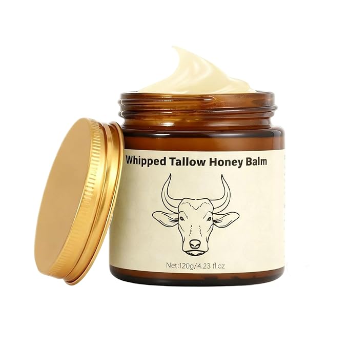 Beef Tallow for Skin - Whipped Moisturizer Balm, Natural Hydrating Cream for Face & Body, Relief for Dry & Sensitive Skin, Tallow Honey Balm (1)