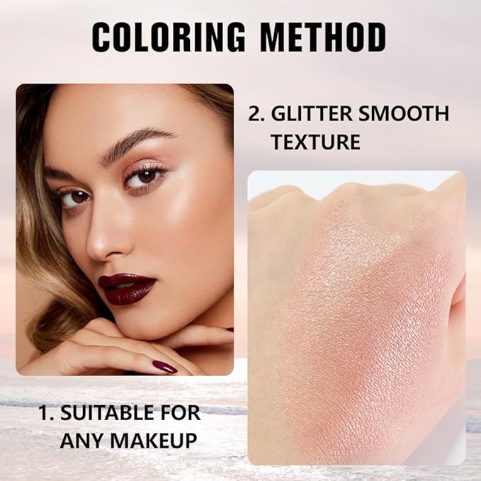 Dusty Pink Champagne Shimmer Eye Shadow Palette Makeup, Shimmer Monochrome Eyeshadow For Older Women, Pigmented Waterproof Sombras Para Ojos, Vegan, Talc, Paraben & Cruelty Free, 03