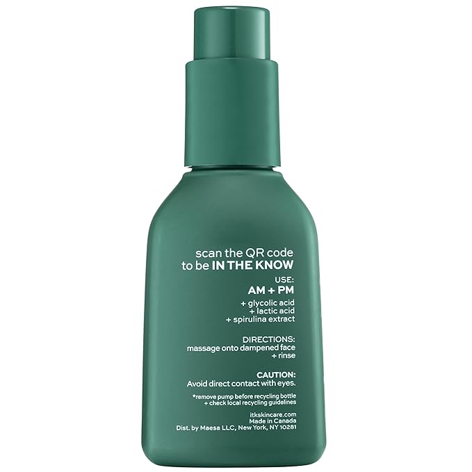 ITK Exfoliating Facial Gel Cleanser - Face Wash to Brighten + Smooth Skin - Dissolves Makeup + Grime Gently- Even-Toned Skin - Glycolic Formula to Brighten Skin, for Normal to Oily Skin, 5 Fl Oz
