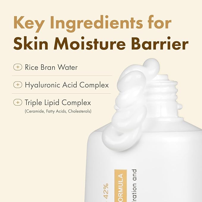 TOSOWOONG Real Glow Rice Cream, 42% Rice Bran Water Hydrating Face Moisturizer, Hyaluronic Acid, 6 Ceramides Deep Nourishment, Moisture Barrier Repair, Glass Skin, Korean Skincare, 50ml / 1.69 fl. oz.