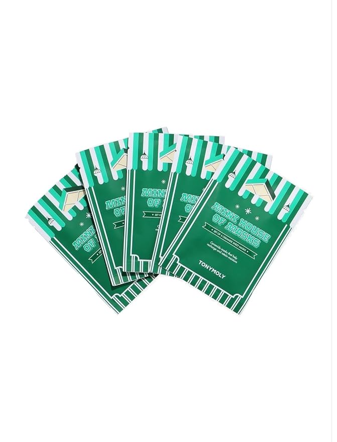 TONYMOLY Mini House of Masks 5pc Ceramide Acid Sheet Mask Set – Hydrating & Barrier-Repair Korean Face Masks with Hyaluronic Acid – Strengthens Skin Barrier, Moisturizes & Soothes, K-Beauty Gift Set