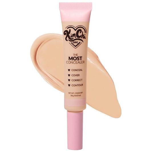 KimChiChic Beauty The Most Concealer | Full Coverage Water Resistant Multi-Use Concealer | Conceal, Correct, Contour & Highlight | Matte Satin Hybrid Finish | Brush Applicator, 0.63 oz, 03-Light Beige