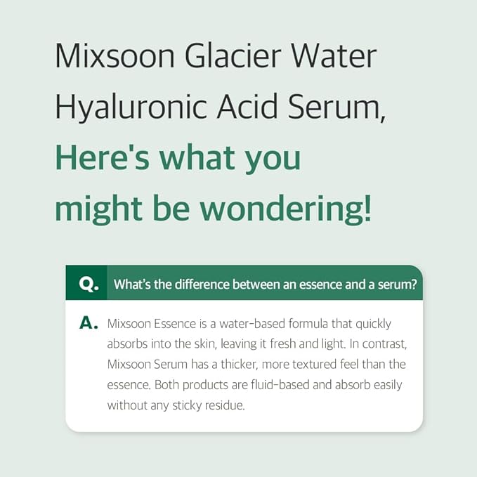 mixsoon Glacier Water Hyaluronic Acid Serum - Deep Hydration and Cooling for Face, Hydration Booster, Refreshing Lightweight Texture 30ml / 1.01 fl.oz. Korean Glass Skin Care
