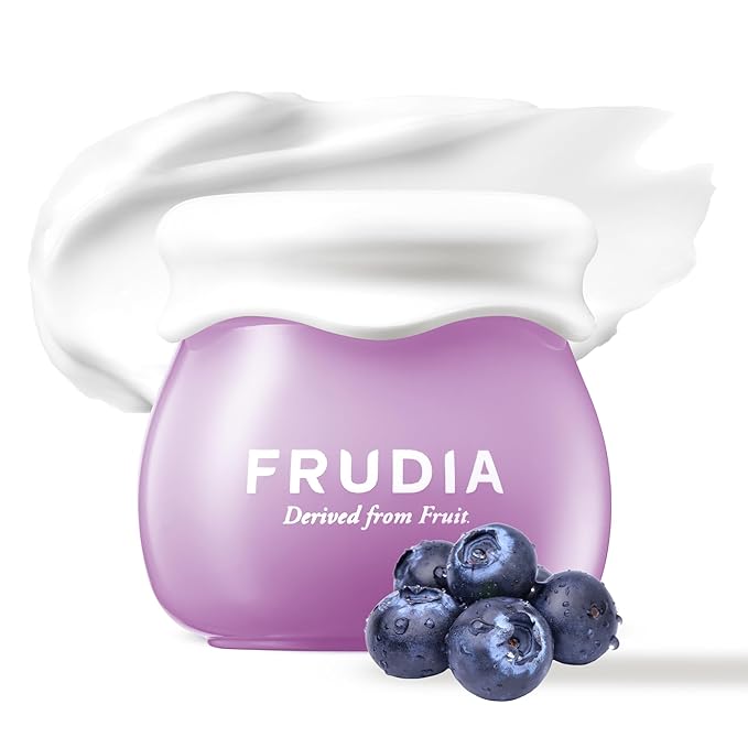 FRUDIA Blueberry Hydrating Face Cream (0.35 oz) – 48-Hour Deep Hydrating Korean Face Moisturizer w/77% Blueberry Extract, Panthenol & Fruit Seed Oils for Dry Skin | Vegan & Cruelty Free