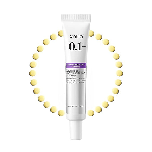 Anua Retinol 0.1 Caffeine Revitalizing Eye Cream, Lightweight Formula for Dark Circles & Puffiness, Hydrating for Sensitive Skin, Korean Skincare,1.05 fl oz