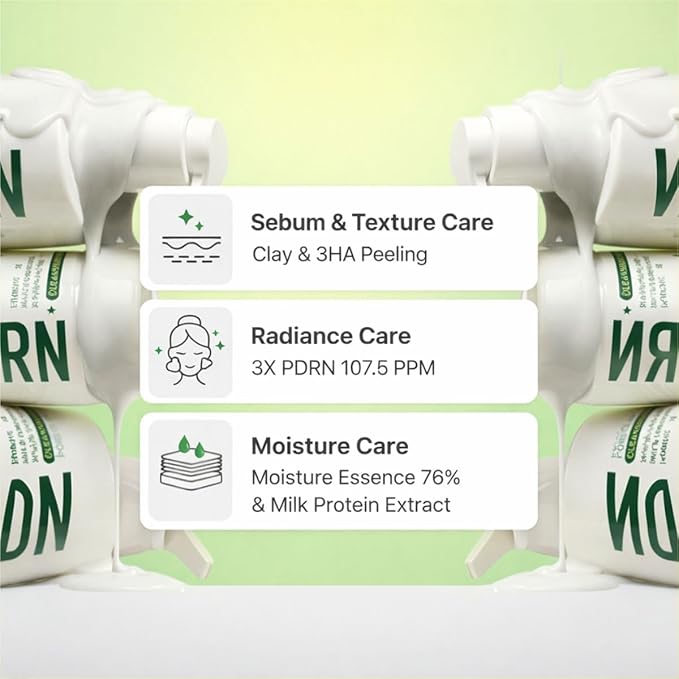MAKE P:REM PDRN Pore Clay Cleansing Milk, Hydrating Gentle Face Wash for Sensitive Skin, Korean Face Wash, Milky Cleanser, 6.76 fl.oz. (200ml)
