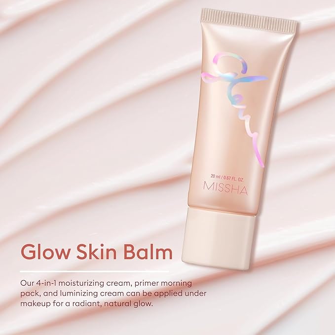 MISSHA Glow Skin Balm 0.68 fl oz/ 20ml, 4-in-1 Primer, Moisturizing Cream, Morning Pack, Luminizing Cream for a Flawless Natural Glow, Glass Skin