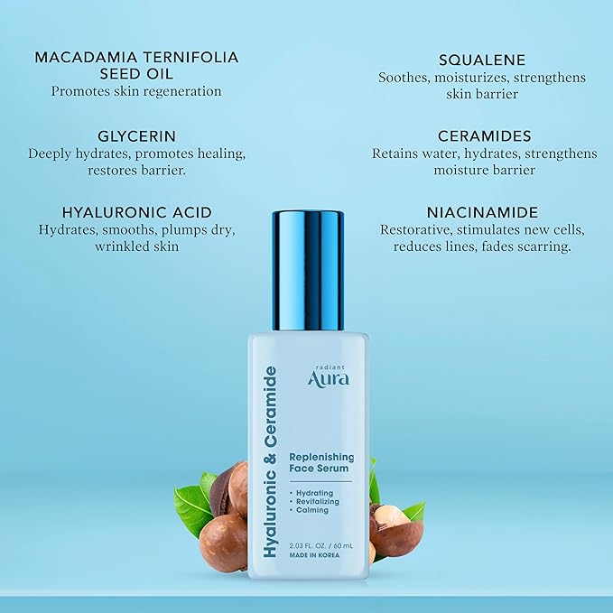 Ceramide & Hyaluronic Acid Serum For Face – Dermatologist Tested, Anti Aging, Korean Skin Care – Deep Hydration, Plumps Fine Lines, Barrier Support – Vegan, Clean Beauty – 2.03 Fl. Oz.