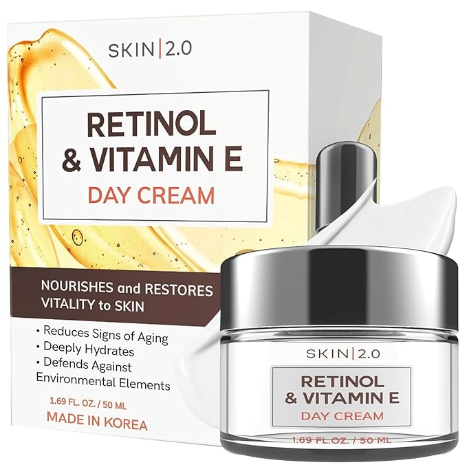 Retinol & Vitamin E Face Moisturizer - Dermatologist Tested, Hydrating, Restores Sun-Damaged Skin, Anti-Aging - Reduces Acne Scars, Clean Beauty, Cruelty-Free Korean Skincare - Duo Pack