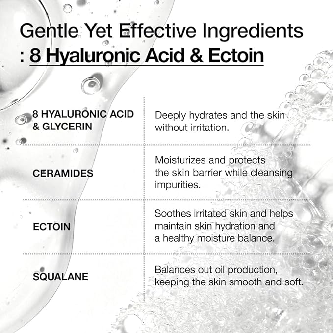ANUA Moisturizing Gentle Gel Cleanser, Hyaluronic Acid, Squalane, Ceramide, Foaming Facial Korean Cleanser, pH Balance, Daily Hydrating Face Wash, Korean Skincare (150ml/5.07fl oz.)