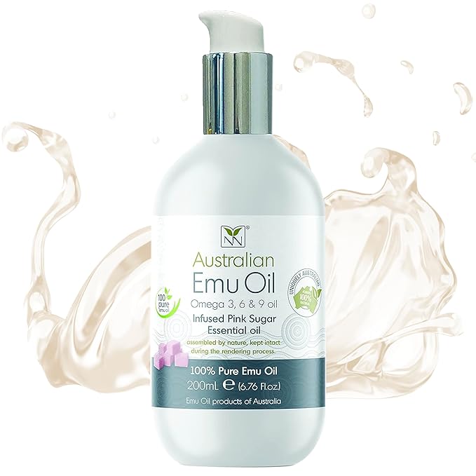 Y Not Natural Emu Oil Pure Skin Moisturizer - Nail, Body, Face, Scalp & Hair Moisturizer with Omega 3, 6, 9, Vitamins, & Minerals - Australian Emu Oil for Skincare 200mL, Pink Sugar