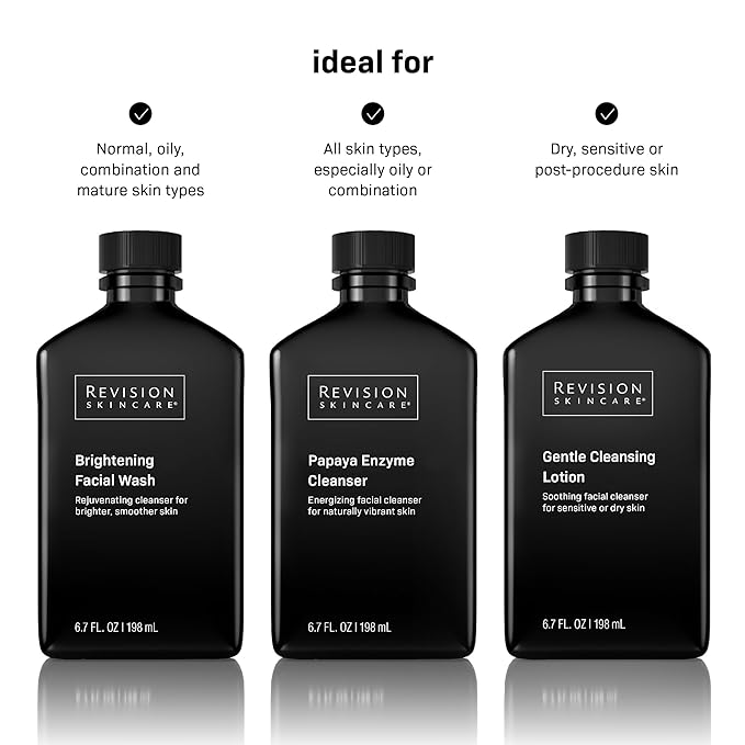 Revision Skincare Brightening Facial Wash,Exfoliating Face Cleanser with Vitamin C and Vitamin E,6.7 fl oz,(Pack of 2)