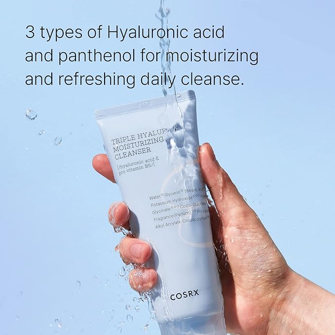 COSRX Hydrium Triple Hyaluronic Moisturizing Cleanser 5.07 fl.oz / 150ml | Daily Cleanser for Dry Skin with Hyaluronic Acid & Vitamin B | Animal Testing Free, Paraben Free, Korean Skin Care