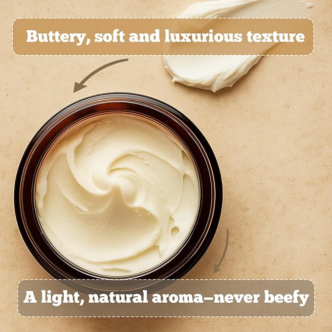 Whipped Tallow Honey Balm, Beef Tallow for Skin Face, 100% Organic Grass-Fed Beef Tallow Balm with Raw Honey, Hydrating Repairing Tallow Face Moisturizer for Dry & Sensitive Skin, Unscented, 2 Oz