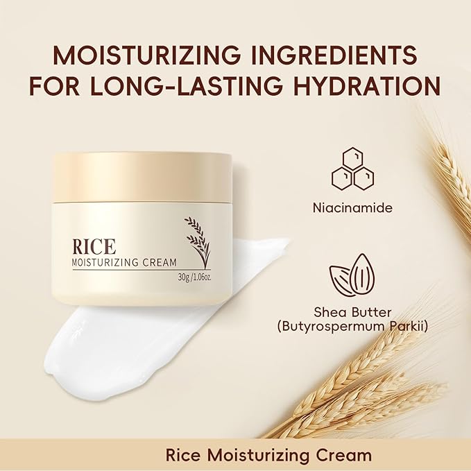 Rice Moisturizing Cream,Korean Face Cream with Rice Ceramide Extract | Lifts & Firms Skin,Nourishes Soothing Deeply,Repairs the Skins Barrier,Anti Aging Face Cream for All Skin Types—1.06OZ