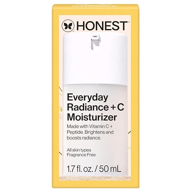 Honest Beauty Everyday Radiance Vitamin C Lightweight Moisturizer, Brightens Improves Skin Tone, Gentle for Sensitive Skin, Fragrance-Free, Vegan, 1.7 fl oz