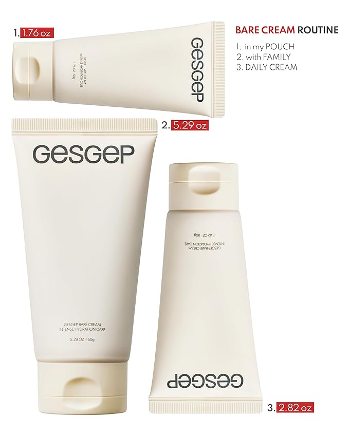 Bare Cream Korean Face Moisturizer by Top Makeup Artists - Ceramide Hyaluronic Acid Daily K-Beauty Skincare - 100Hr Hydration Barrier Repair Makeup Primer for Sensitive Dry Skin, 2.82 oz.