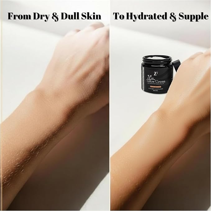 ZF 100% Grass Fed Beef Tallow for Skin Care - Face + Body - Natural Organic Lotion - Whipped Moisturizer for Sensitive Skin 4 FL. oz. (Coffee Vanilla)