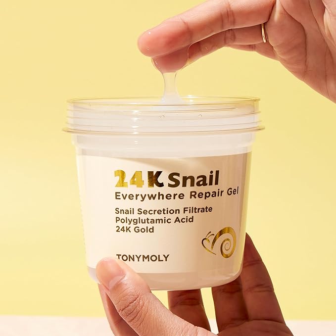 TONYMOLY 24K Snail Everywhere Repair Gel – Moisturizing & Rejuvenating Skincare for Face & Body with Snail Secretion Filtrate, Improves Texture & Elasticity
