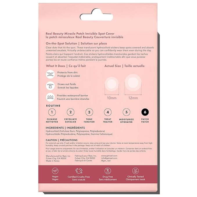 Rael Pimple Patches, Miracle Invisible Spot Cover - Hydrocolloid Acne Pimple Patch, Absorbs Zits & Blemish, Korean Skin Care, 2 Sizes (48 Count)
