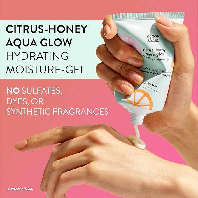Peach Slices - Citrus-Honey Aqua Glow Moisturizer (3.04 oz) - Hydrating Moisture-Gel - Rebalance, Soothe, & Nourish - Grapefruit, Orange, Honey Extract - Vegan, Cruelty Free, Korean Skin Care & Beauty