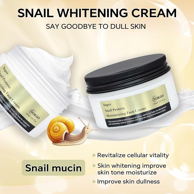 Snail Mucin Cream, Revitalizing Hydrating Moisturizer for All Skin Types, Enriched with Snail Extract for Radiant Smooth Skin, Ideal for Dry and Dull Complexions