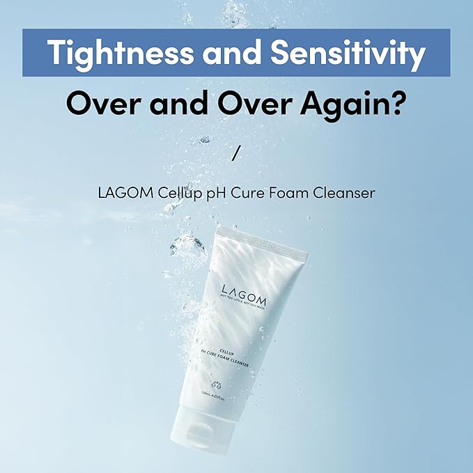 LAGOM Cellup pH Cure Foam Cleanser | Low pH, Skin Barrier Protection, Natural Deep Face Cleansing, K-Skincare, Mild, 5.5 Subacid for Sensitive Skin 4.05 Fl Oz