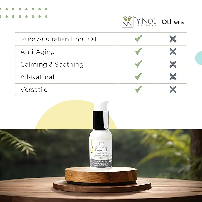 Y Not Natural Pure Emu Oil - Organic Moisture for Face, Body, Hair, Scalp & Nails - Rich in Omega 3-6-9, Vitamins & Essential Minerals - Australian Emu Oil (100ml) 3.38 fl oz -Unscented