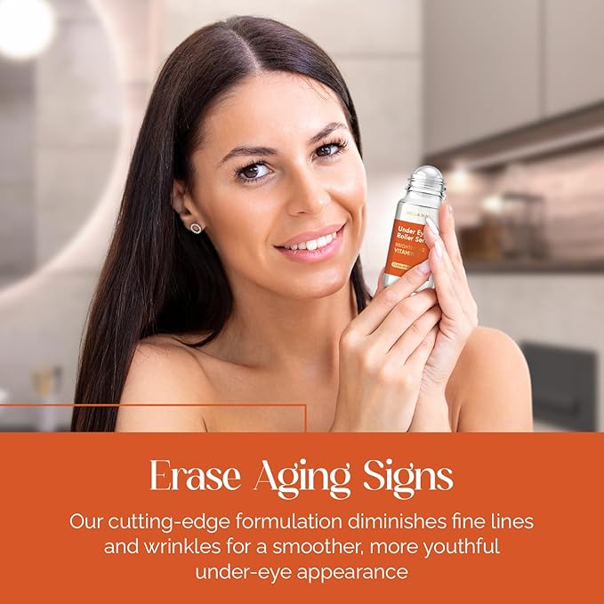 Bella Beauty Vitamin C Under Eye Roller Serum - Dermatologist Tested, Anti Aging, Korean Skin Care - Helps Minimize Dark Circles, Puffiness, Fine Lines - Vegan, Clean Beauty, Cruelty Free - 1.69 Fl Oz