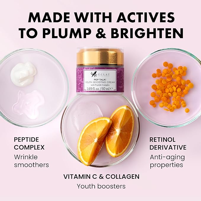 Eclat Skincare Anti Aging Face Cream - Face Moisturizer with Collagen Peptides, Hyaluronic Acid, & Vitamins C+E - Improves Fine Lines and Wrinkles - Day Cream for Women Anti Aging 50 ml