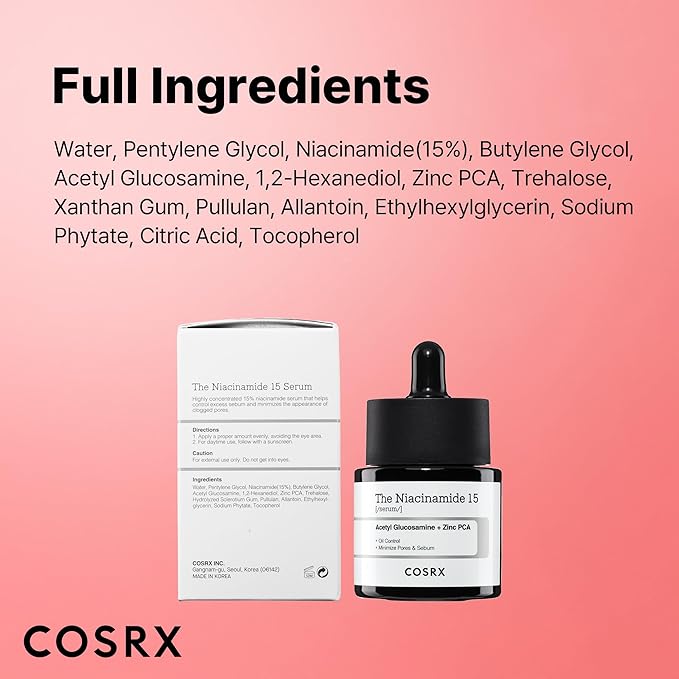 COSRX 15% Niacinamide Face Serum, 0.67 fl oz, Pore Minimizer Serum for Face, Even Skin Tone, Korean Skin Care