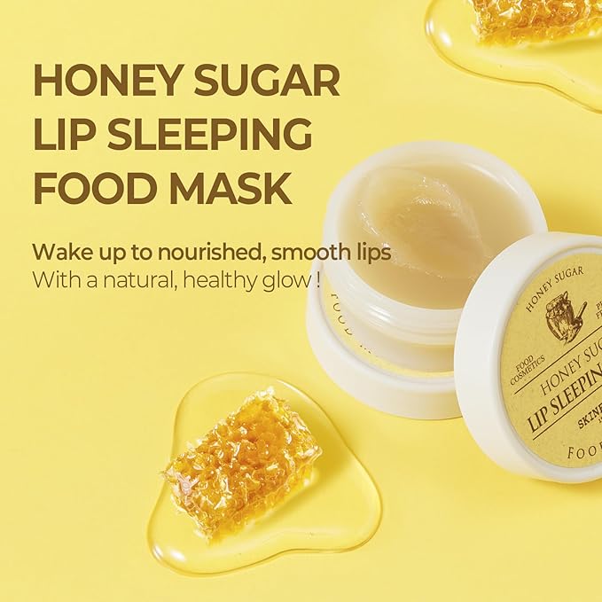 SKINFOOD Honey Sugar Lip Sleeping Mask, Lip Mask for Overnight, Korean Lip Care Product for Severely Chapped Lips, Stocking Stuffers, Hydrating Lip Butter for Dry Lips, Lip Balm (0.71 fl. oz.)